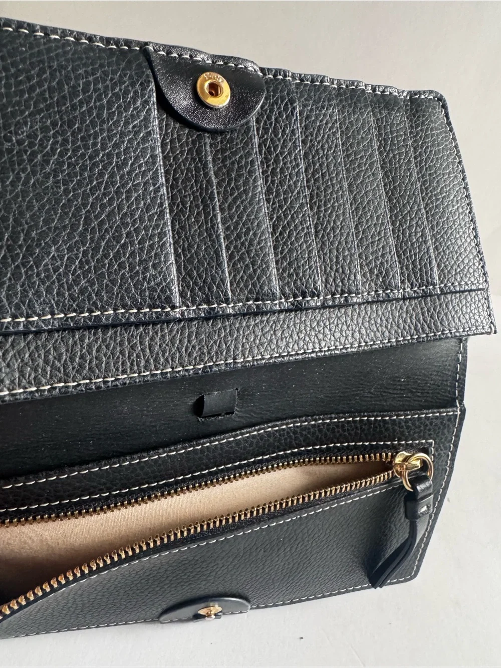 Chloe Black  Leather Clutch with Gold Ring Detail